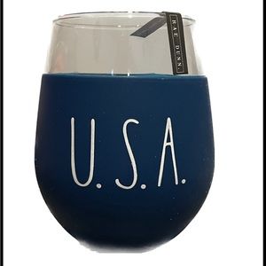 Rae Dunn Glass Collection U.S.A. Stemless Wine Glass with silicone gripper 20 oz